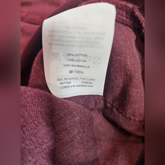 J.Crew Chino Pants Burgundy 100% Cotton Size 10 - Picture 5 of 8